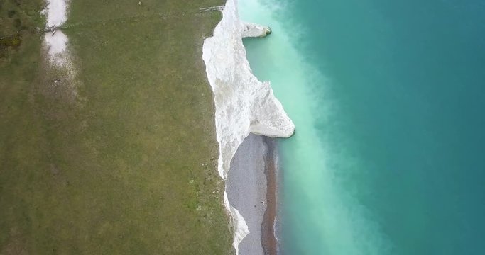 Seven Sisters chalk cliff in Sussex by drone