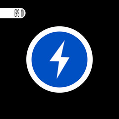 Round sign white thin line. Lightning sign, icon - vector illustration