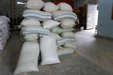 sack stack in the warehouse