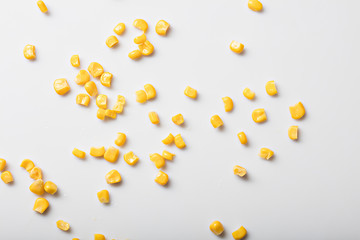 corn grain on a white table