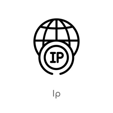 outline ip vector icon. isolated black simple line element illustration from big data concept. editable vector stroke ip icon on white background