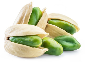 Green pistachio nuts with pistachio shell.