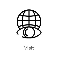 outline visit vector icon. isolated black simple line element illustration from big data concept. editable vector stroke visit icon on white background