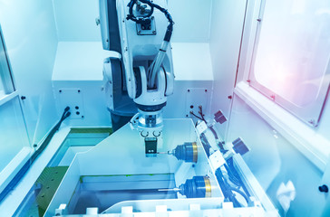 automatic machine tool in industrial manufacture factory,Smart factory industry 4.0 concept.