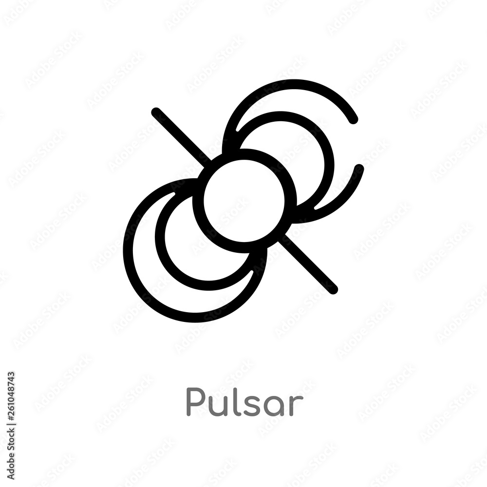 Poster outline pulsar vector icon. isolated black simple line element illustration from astronomy concept. 