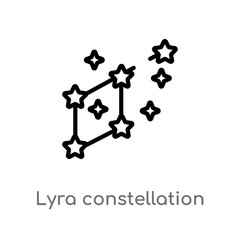 outline lyra constellation vector icon. isolated black simple line element illustration from astronomy concept. editable vector stroke lyra constellation icon on white background