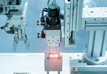 robotic and pneumatic piston unit on industrial machine,automation compressed air factory production