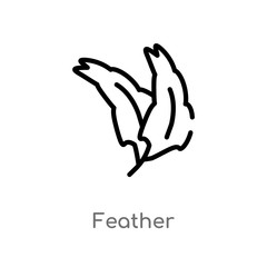 outline feather vector icon. isolated black simple line element illustration from brazilia concept. editable vector stroke feather icon on white background