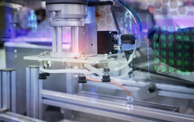automatic machine tool in industrial manufacture factory,Smart factory industry 4.0 concept.