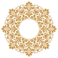 Decorative frame Elegant vector element for design in Eastern style, place for text. Floral golden border. Lace illustration for invitations and greeting cards.