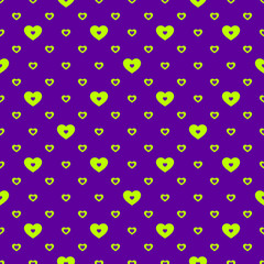 Hearts vector pattern. Seamless geometric texture, colorful sporty style