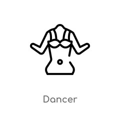 outline dancer vector icon. isolated black simple line element illustration from brazilia concept. editable vector stroke dancer icon on white background