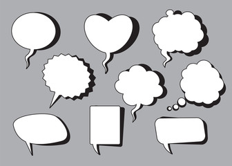 Set of comic speech balloons with shadow. Vector Illustration.