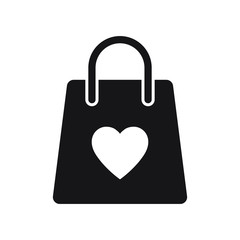 Shopping bag with heart vector icon
