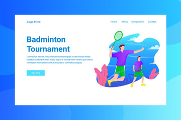 Web Page Header Badminton Tournament illustration concept landing page suitable for website creative agency and digital marketing