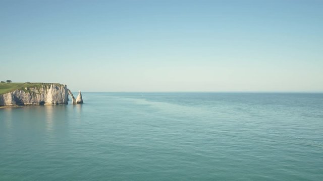 Picturesque seascape of Atlantic ocean with natural cliffs Aval of Etretat, Normandy, France.