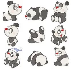Foto op Plexiglas Vectorillustratie van een set van grappige Panda Bear. Stripfiguur © liusa