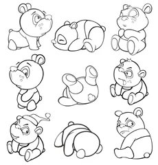 Rolgordijnen Vectorillustratie van een schattige Cartoon karakter Panda voor je ontwerp en computerspel. Kleurboek overzichtsset © liusa