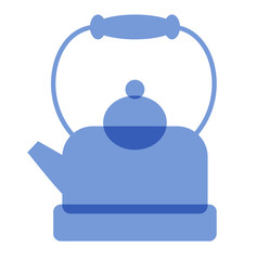 Blue kettle flat illustration