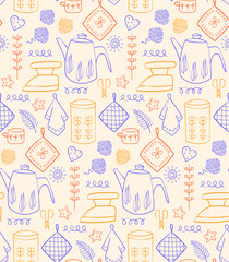 Kitchen pattern flat illustration