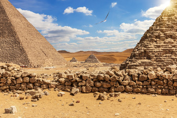 The Great Pyramids in the desert of Giza, Egypt