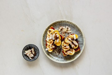 Banana coconut chips chocolate toast