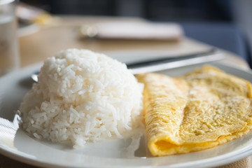 Omelette with rice Thai food