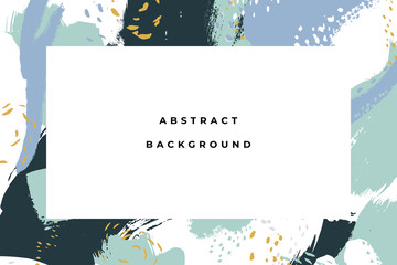 Obraz premium Hand drawn abstract background with artistic brush strokes and paint stains. Vector design for card, banner or social media post.