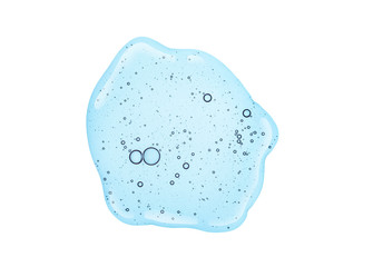 Cream gel greenish-blue turquoise transparent cosmetic sample texture with bubbles isolated on white background