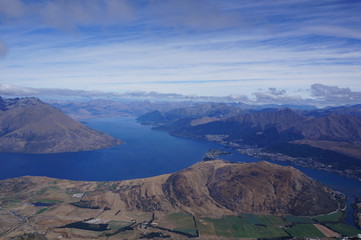 Fototapeta premium Beautiful view on lake Wakatipu from mountains Remarkables in New Zealand