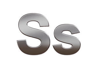 Metal letter S, isolated on white background. Collection. 3D image