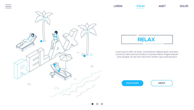 Relaxation concept - line design style isometric web banner