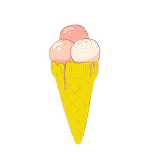 Ice-cream isolated. Summer dessert ice cream in white background