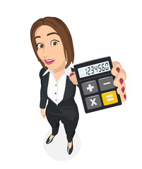 business woman holding calculator