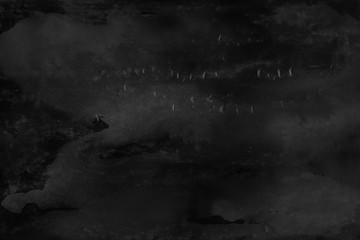 Black watercolor and ink paper textures on white background. Chaotic stylish abstract organic design.