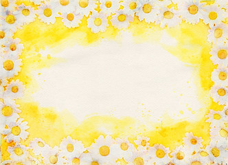 yellow background with white beautiful daisies