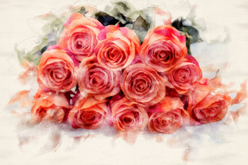 bouqet of orange roses on a table