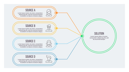 Business infographic. Circular chart with 4 options, steps. Vector circle diagram. Editable line.