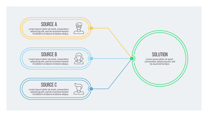 Business infographic. Circular chart with 3 options, steps. Vector circle diagram. Editable line.