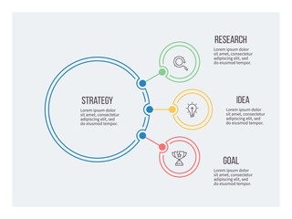 Business infographic. Organization chart with 3 options. Vector template.