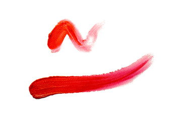 Lipstick smudge white isolated background 