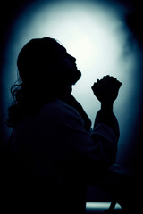 Jesus Christ praying at night