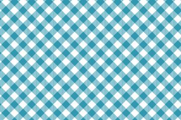Cyan blue diagonal Gingham pattern. Texture from rhombus/squares for - plaid, tablecloths, clothes, shirts, dresses, paper, bedding, blankets, quilts and other textile products.