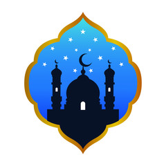 Ramadan Kareem Mosque and Stars Illustration Vector