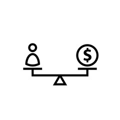 Labor cost concept outline icon. Clipart image isolated on white background