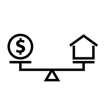 Mortgage balance concept silhouette icon. Clipart image isolated on white background