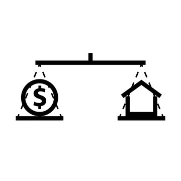 Mortgage balance concept silhouette icon. Clipart image isolated on white background