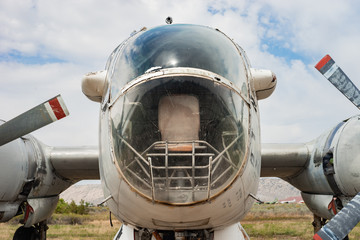 Abandoned air plane in the open prairie.