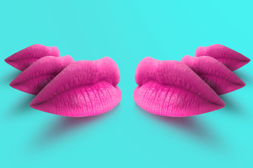 Lips. Fashion Concept Lipstick. Multicolored lips. Modern minimal art.