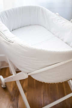 Close up elegant baby bassinet
